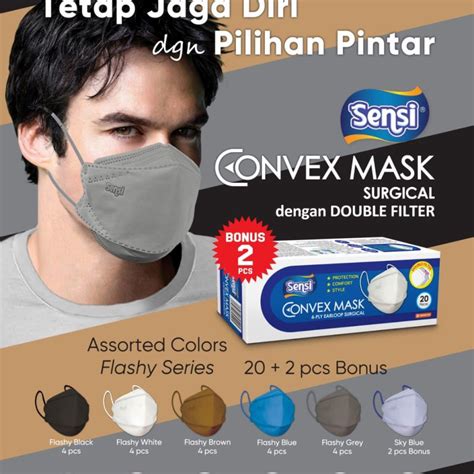 Jual Sensi Masker Convex Ply Flashy Masker Muka Sensi Isi Pcs