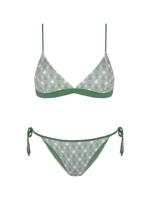 Element Sporty Bikini Tie Green And White Robin Collection Robin Collection
