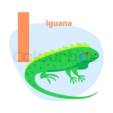 Zoo ABC Letter with Cute Iguana Cartoon Vector | Stock vector | Colourbox