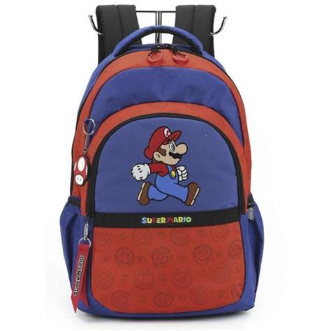 Mochila Costas Juvenil Menino Super Mario Bros Azul Luxcel Mochilas