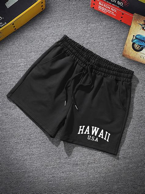 Manfinity Sporsity Men Letter Graphic Drawstring Waist Shorts