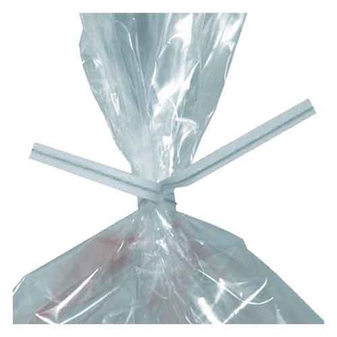 6" White Plastic Bag Ties - Subotnick Packaging