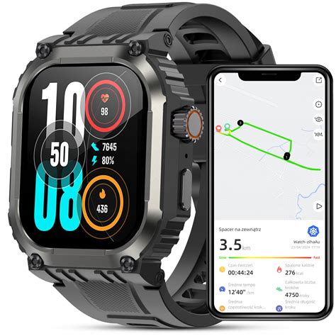 SMARTWATCH MĘSKI ZEGAREK FUNKCJA GPS ROZMOWY POLSKIE MENU TĘTNO 410mAh