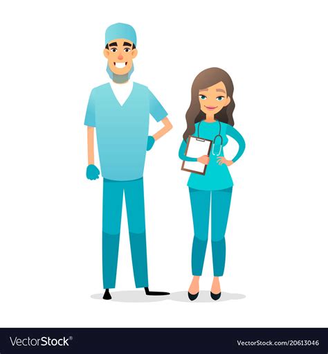 Doctor and nurse team cartoon medical staff Vector Image