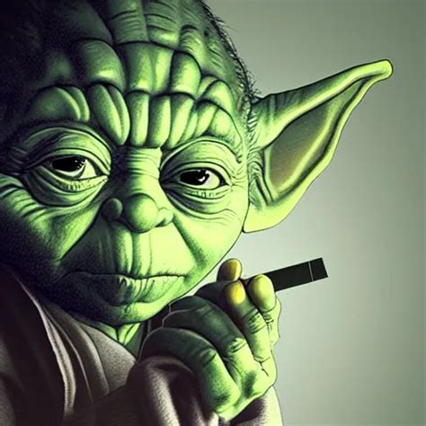 Yoda Smoking A Cigarette Digital Art Realistic Stable Diffusion