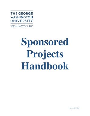 Fillable Online Sponsoredprojects Gwu Handbook For Sponsored Programs