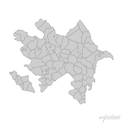 Outline Political Map Of The Azerbaijan High Detailed Vector Posters