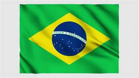 Flag Of Brazil Waving Isolated By The Al Stock Video Pond