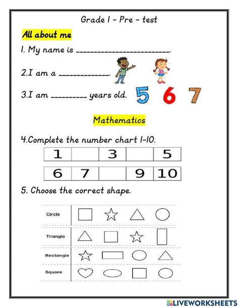 Grade English Assessment Test Worksheets