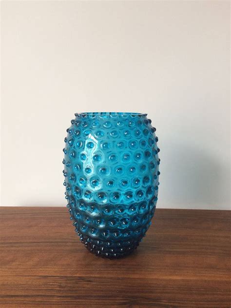 Mid Century Glass Vase Borske Sklo Bobbles Hobnail In Etsy Uk Mid Century Glass Vase Mid