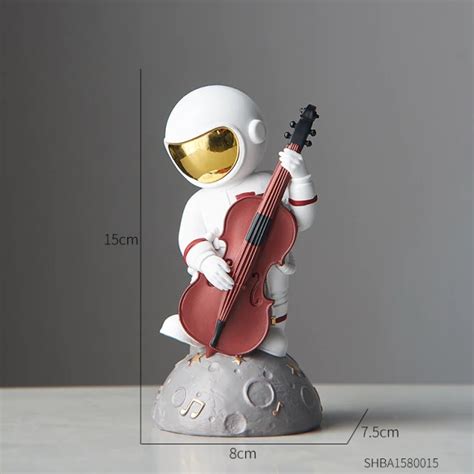 Estátua Nasa Astronauta Lua Astronaut Moon Tocando Violoncelo 15cm