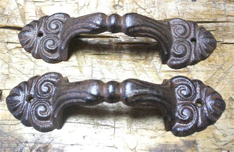 4 Large Cast Iron Antique Style RUSTIC Barn Handle Shed Door Handles