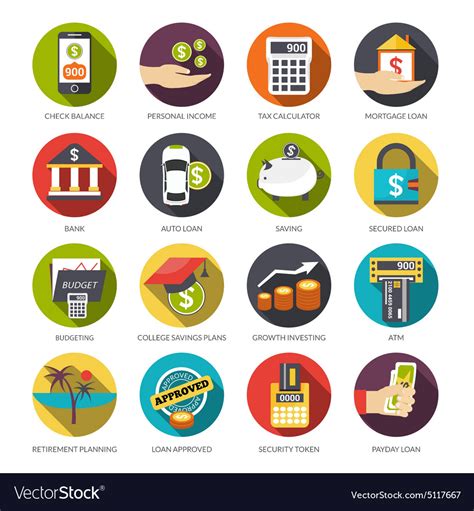 Loan Icons Set Royalty Free Vector Image Vectorstock