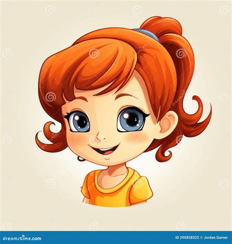 Cartoon Girl With Red Hair And Blue Eyes Stock Illustration