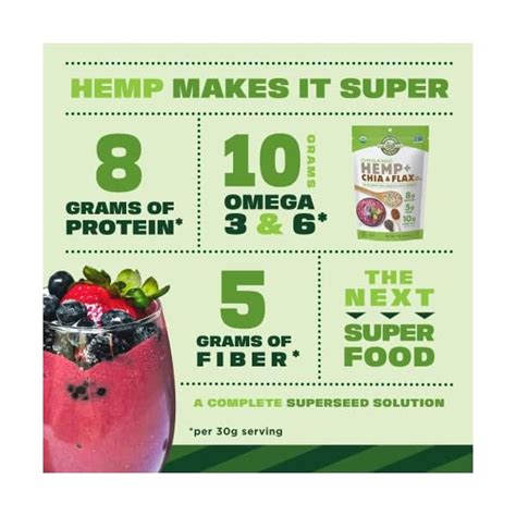 Manitoba Harvest Organic Hemp Chia And Flax 7 Oz 8g Plant Based Protein 5g Of Fiber Per