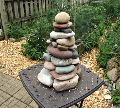 Zen Large Stacked Stone Garden Cairn Lake Michigan Lake Superior