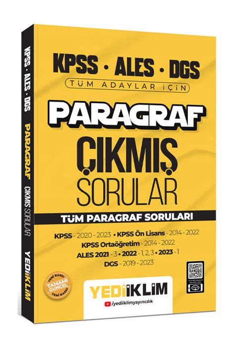 Yediiklim Yayınları 2024 Kpss Ales Dgs Paragraf Konularına Göre Tamamı