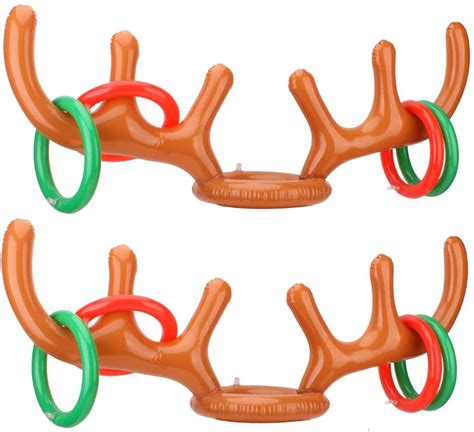 Christmas Party Inflatable Reindeer Antler Ring Toss Game Toys With