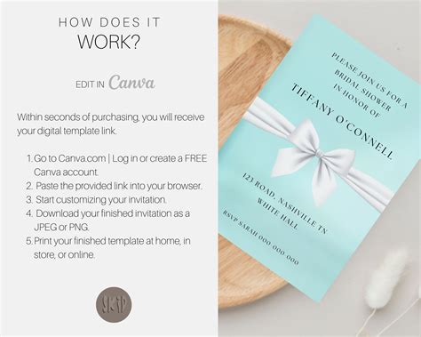 Tiffany Bridal Shower Invitation canva Template - Etsy