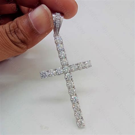 Buy 4 50CTW Round Cut Moissanite Cross Pendant Necklace Wedding Gift