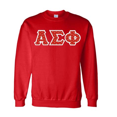 Alpha Sigma Phi Fraternity Crest Shield Twill Letter Crewneck Sweatshirt Sale 3795 Greek