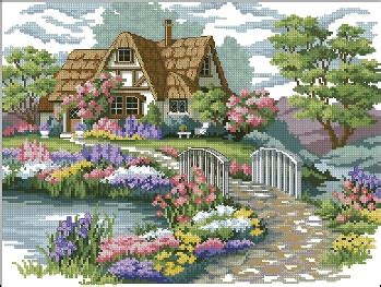 Charming Cottage cross stitch pattern - Counted cross stitch patterns ...