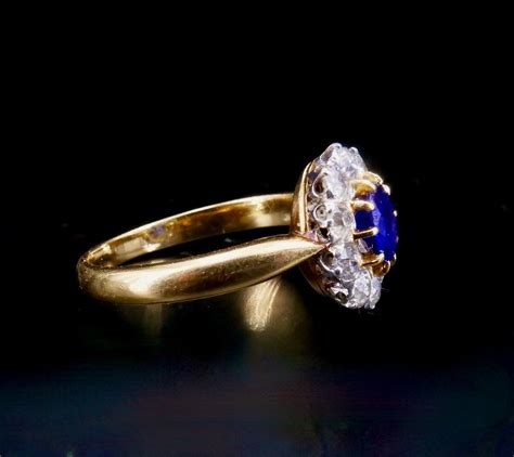 Proantic Bague Pompadour Saphir Diamants Début XX ème Siècle