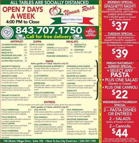 The Authentic Italian Menu Structure - Nonna Rosa Italian