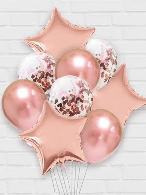 Balao Bexiga Metalizado Latex Rose Gold Kit Buque 9 Pecas Compre