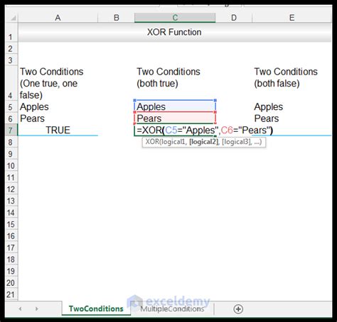 How To Use Xor Function In Excel With Example Exceldemy