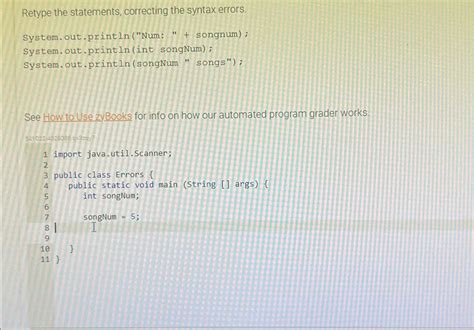 Solved Retype The Statements Correcting The Syntax Chegg