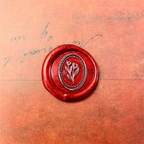 Round Tulip Wax Stamp Wax Seal Stamp Retro Stamps With Etsy