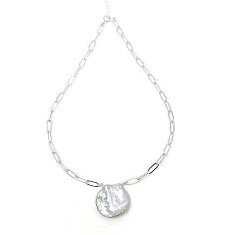 Paperclip Chain Round Keshi Pearl Oceans Allure