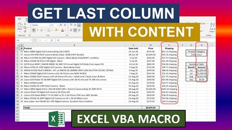 Get Last Column With Data Excel Vba Macro Youtube