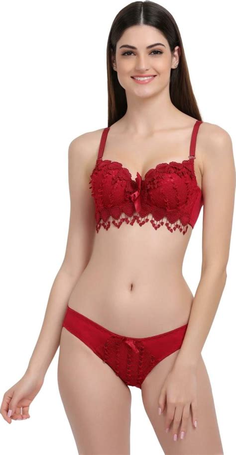 Gokix Women Red Self Design Cotton Linen Blend Lingerie Set Jiomart