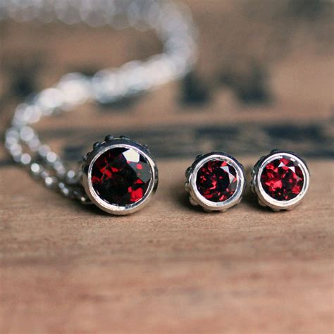 Garnet Jewelry Necklace Earring Set Earring Necklace Set - Etsy