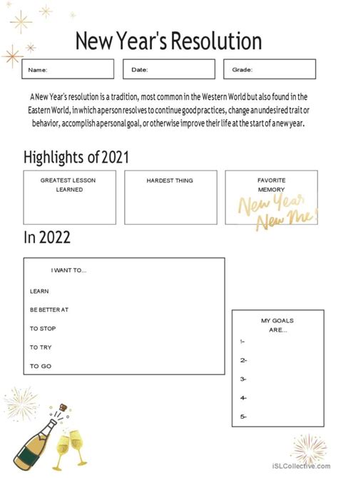 New Year s Resolution 2022 Deutsch DAF Arbeitsblätter pdf doc