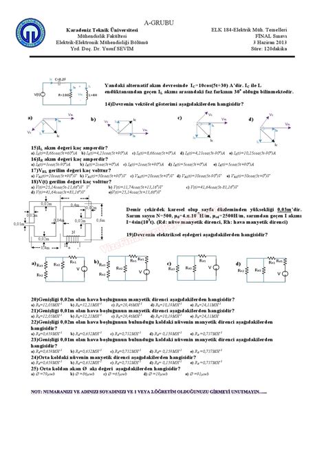 Elektrik Elektronik M Hendisli Inin Temelleri Final Sorular Sayfa