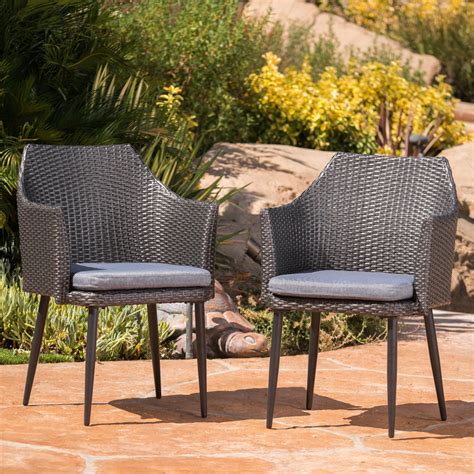 Shop Iona Outdoor Wicker Dining Chair With Cushion Set Of 2 By