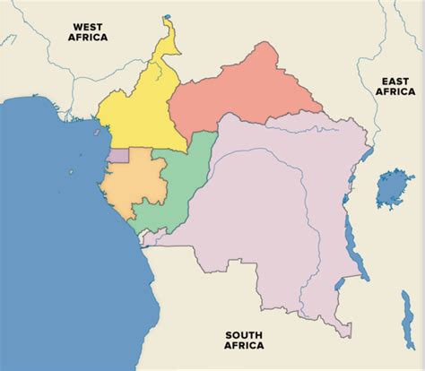 Central Africa Countries And Landforms Map Diagram Quizlet