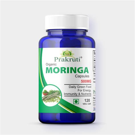 Prakruti Organic Moringa Capsules 500mg For Immunity And Nutrients At