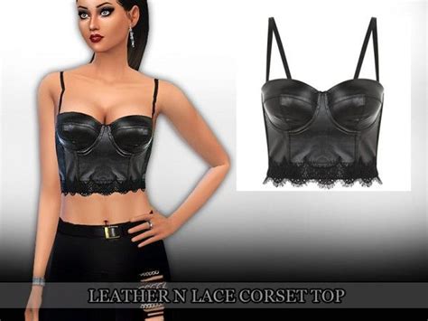 The Sims Resource Leather N Lace Corset Top By Saliwa Sims 4