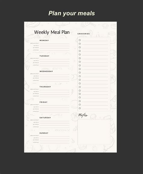 Printable Weekly Meal Planner Etsy