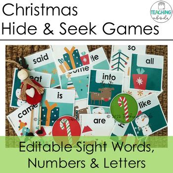 Christmas Hide And Seek Game Editable Sight Words Letters Sounds Numbers