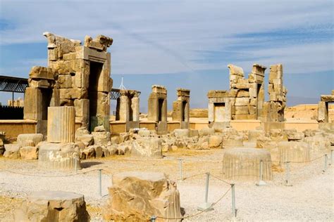 Ruins Apadana Tachara Palace Stairway Bas Relief Carvings Persepolis