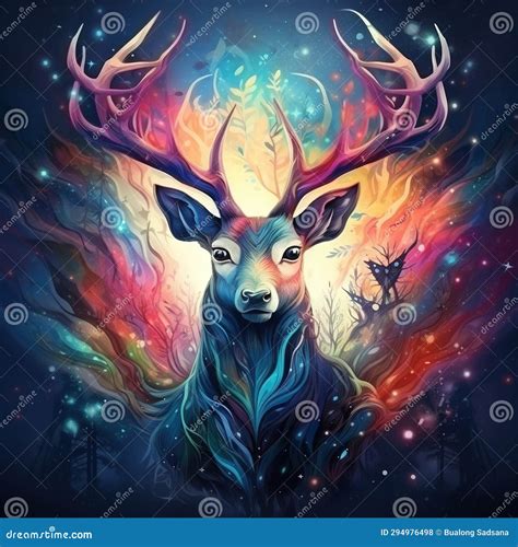 Abstract Graphic Colored Deer Print Made With Generative Ai