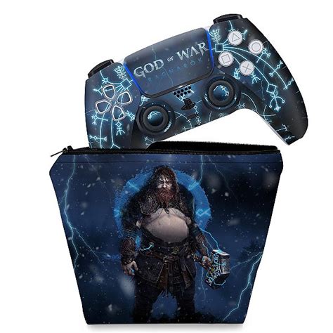 Kit Capa Case E Skin Ps Controle God Of War Ragnarok B Pop Arte Skins