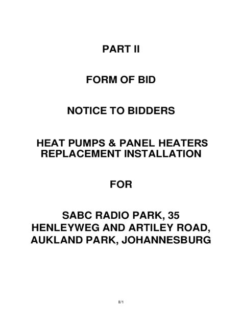 Fillable Online Web Sabc Co PART II FORM OF BID NOTICE TO BIDDERS HEAT