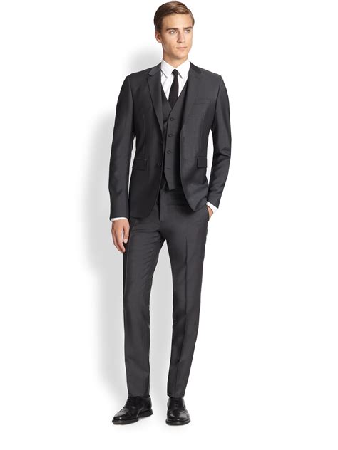 Burberry Sterling Woolmohair Three Piece Suit In Dark Grey Gray For