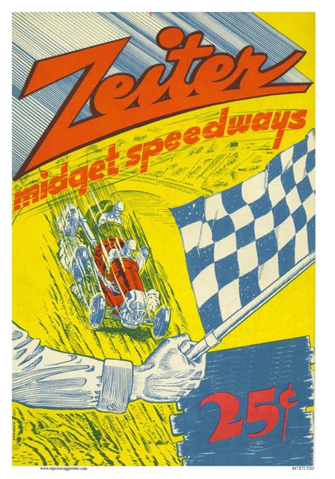 Vintage Reproduction Racing Poster Zeiter Midget Speedways Etsy